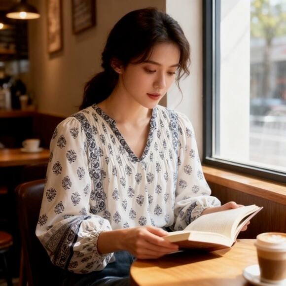 Old Navy Bohemian Floral Peasant Blouse Medium - Picture 1 of 7